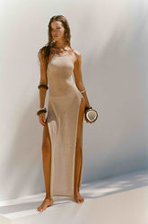 Knit Sleeveless Slit Maxi Dresses